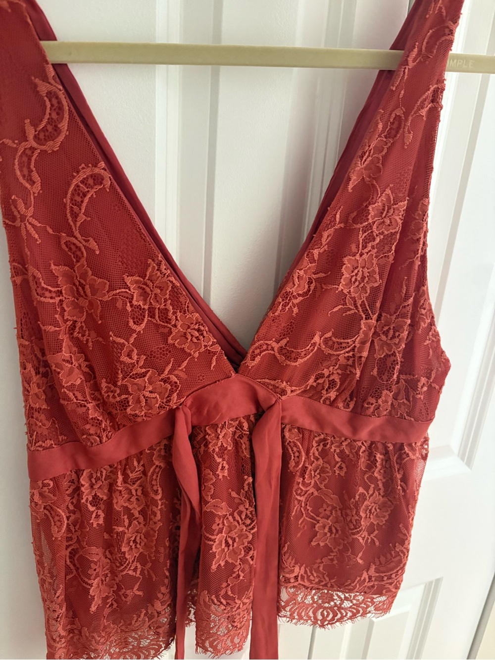 Free People Lace Tie-Front Bralette in Rust NWT
